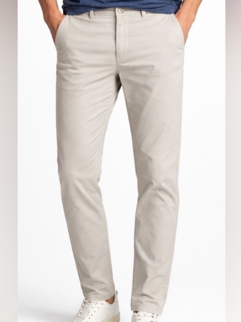 BONOBOS Khaki Straight Fit Flat Front Pants Cream Stretch Men's Size W38 L34